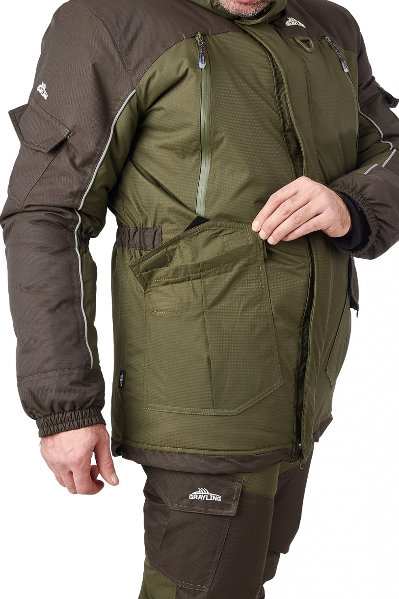 Скат костюм для рыбалки GRAYLING, зимний -35, хаки